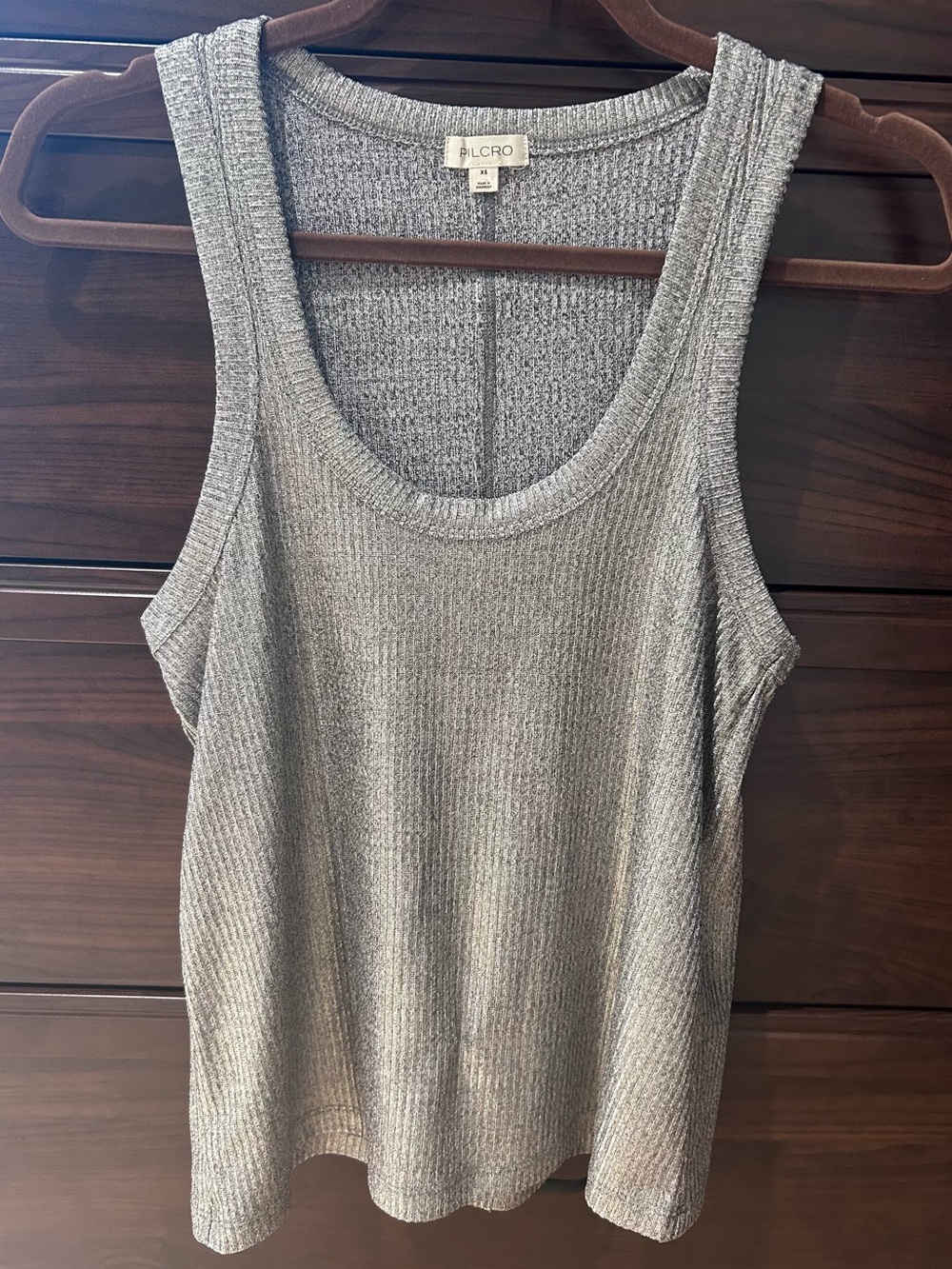 Pilcro Silver Ribbed Tank Top